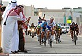 Cycling : Tour Qatar 2006 / Stage 1Arrival / BOONEN Tom ( Bel ) Celebration Joie Vreugde / ZABEL Erik ( Ger ) / HUNTER Robert ( Rsa ) / CANCELLARA Fabian ( Sui ) / DE JONGH Steven ( Ned ) Khalifa Stadium - Al Khor Corniche (131,5)Etape Rit